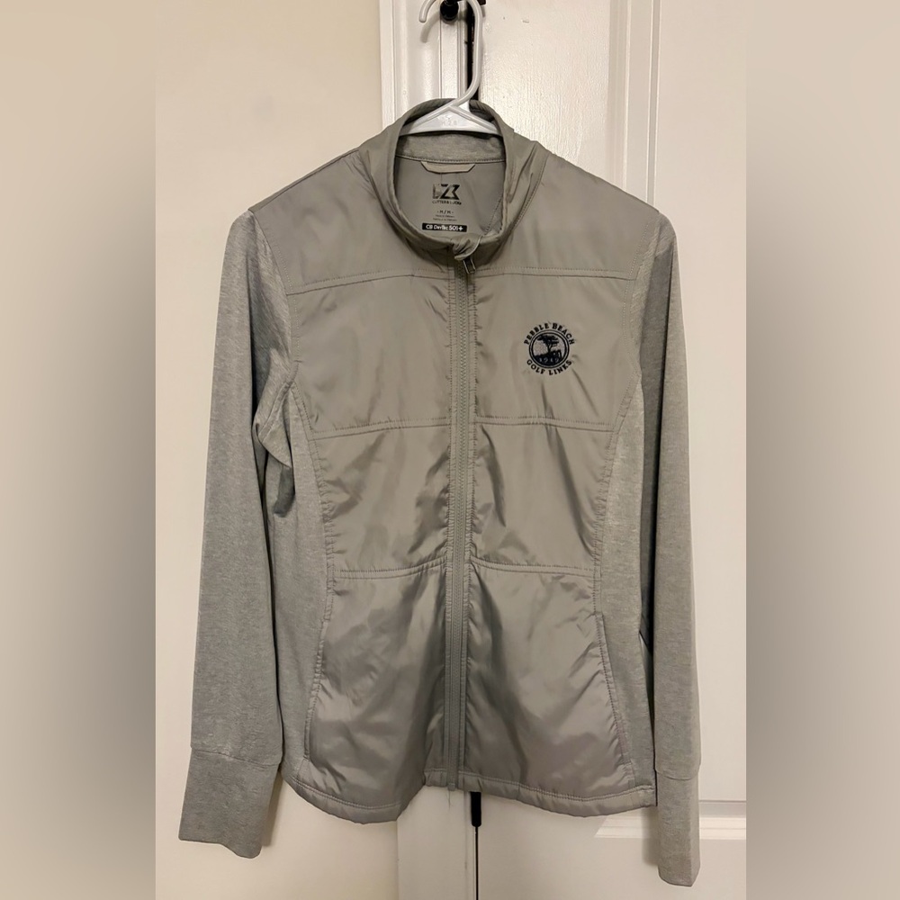 PGA Cutter & Buck Golf Jacket Grey Pebble Beach Golf Links Sz M